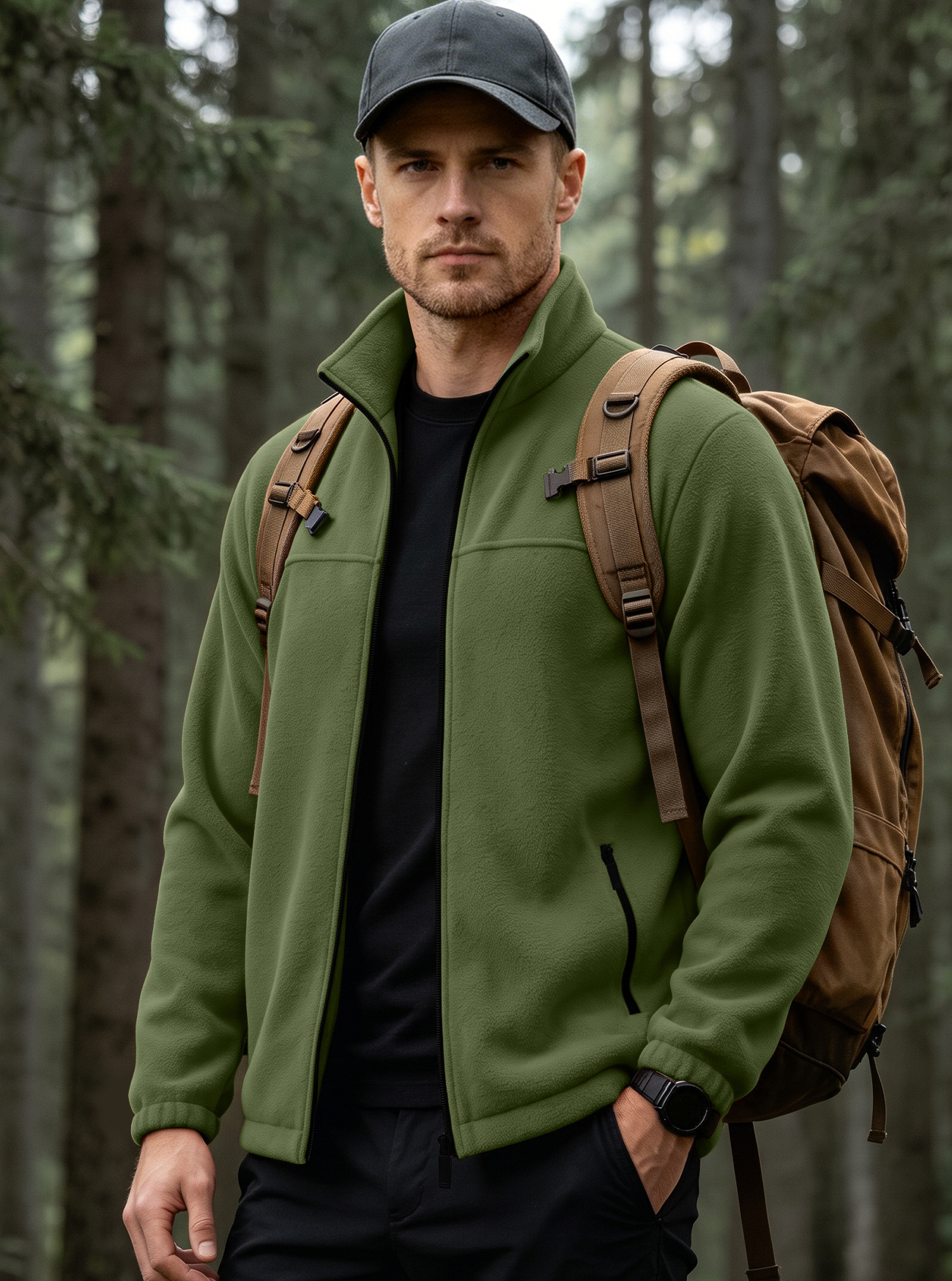 Sudadera con Cuello Alto de Forro Polar para Hombre 380g de Poliéster Térmico para Ocio image 13
