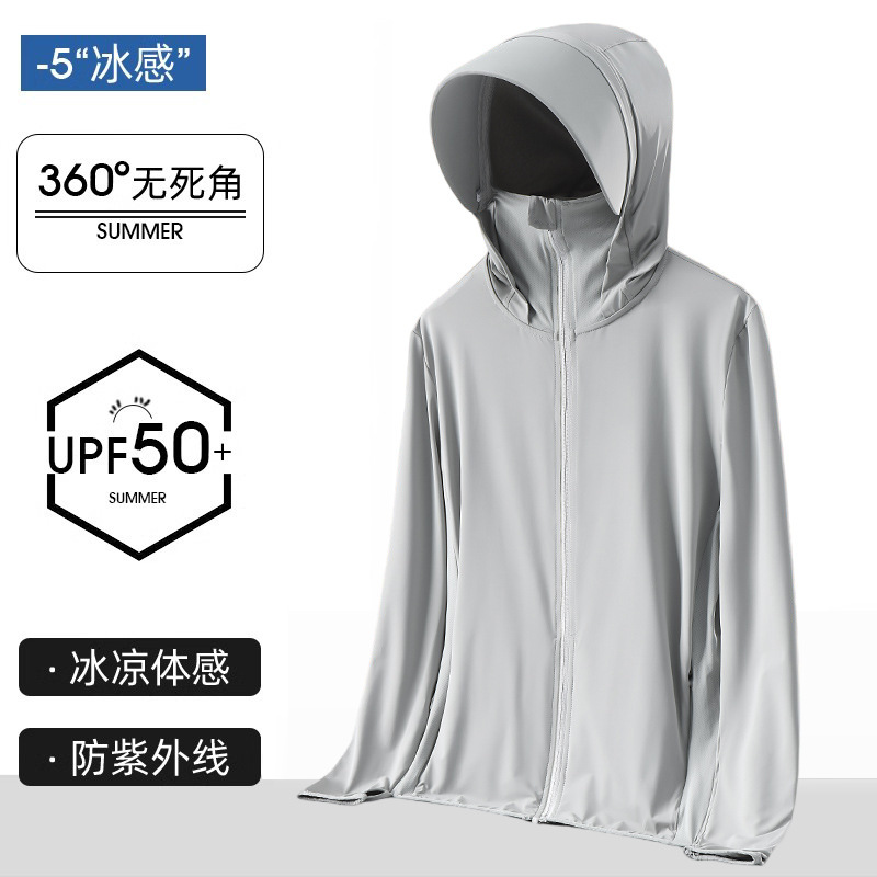 Summer Sun Protection Clothing Men's Mesh Ice-sensitive Lightweight Breathable Ice Silk plus size Men's Fishing Skin Clothing Sun Protection Clothing Jacket