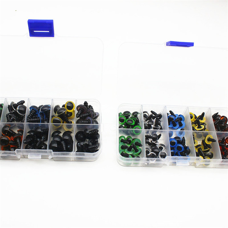 Accesorios de juguete en caja de plástico Ojo de arte Ojo de color de ojo marrón tornillo ojo muñeca de peluche DIY juguete ojo