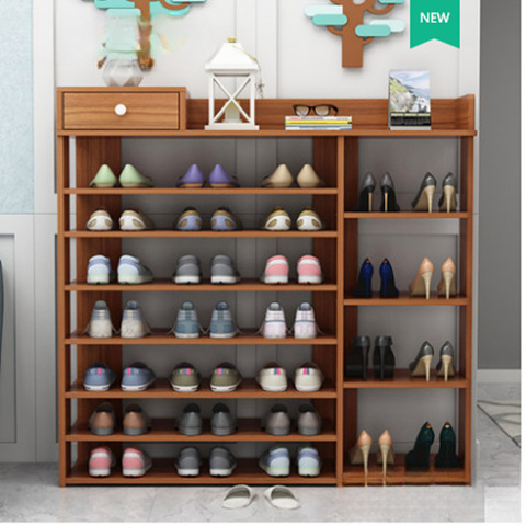 Zapatero multicapa, puerta simple, zapatero económico, interior del hogar, hermoso, imitación de madera maciza, estante trasero para zapatos, almacenamiento