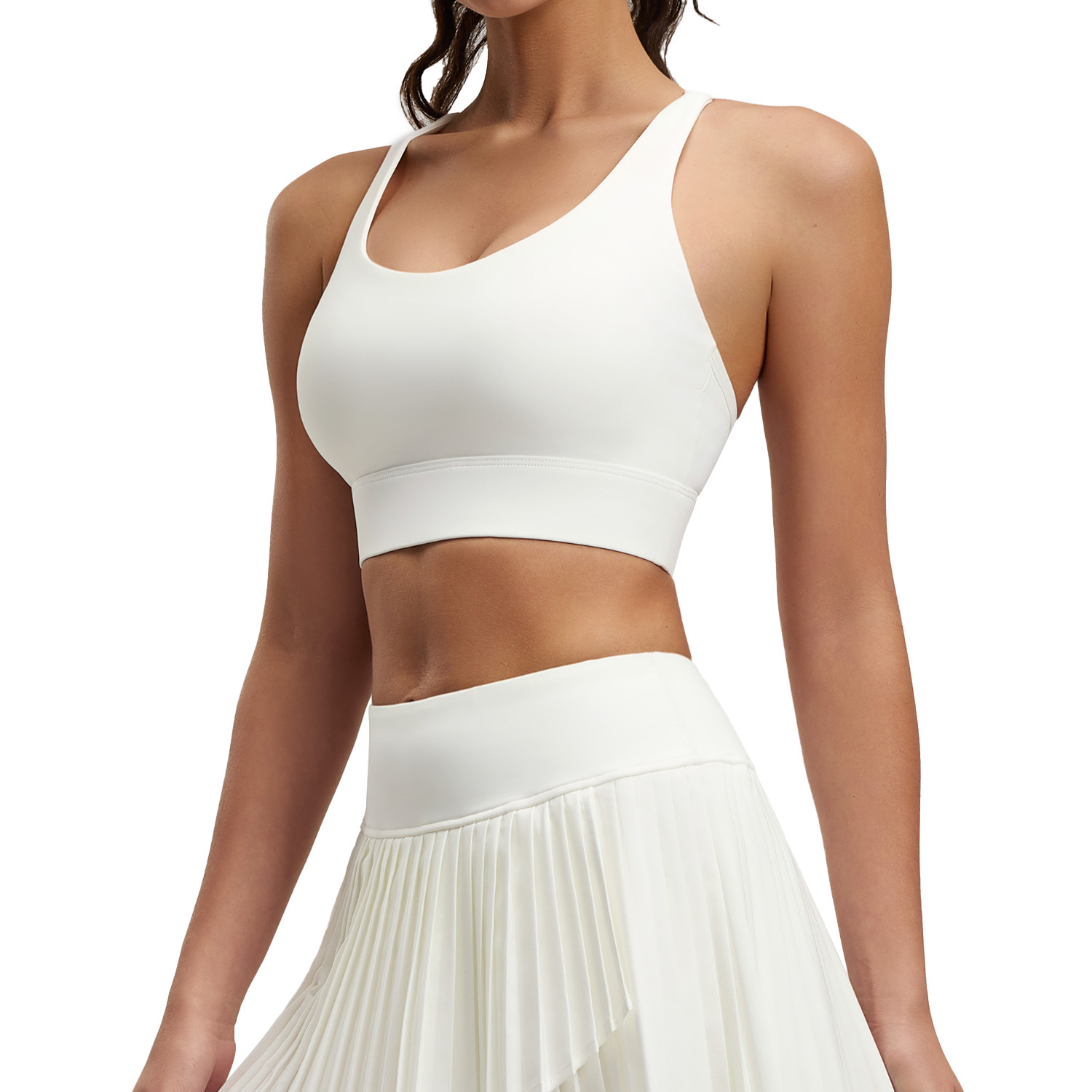 Bra de malla cruzada de color sólido de belleza de espalda antichoque acondicionamiento de yoga ropa interior se puede usar fuera chaleco de aire permeable mujer