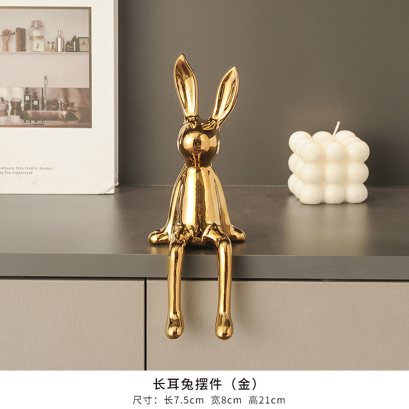 Decoraciones de encimera de TV de alto nivel lujoso, estabilidad emocional, artefactos mágicos, decoraciones de conejo, sala de estar, sensación de alto nivel.