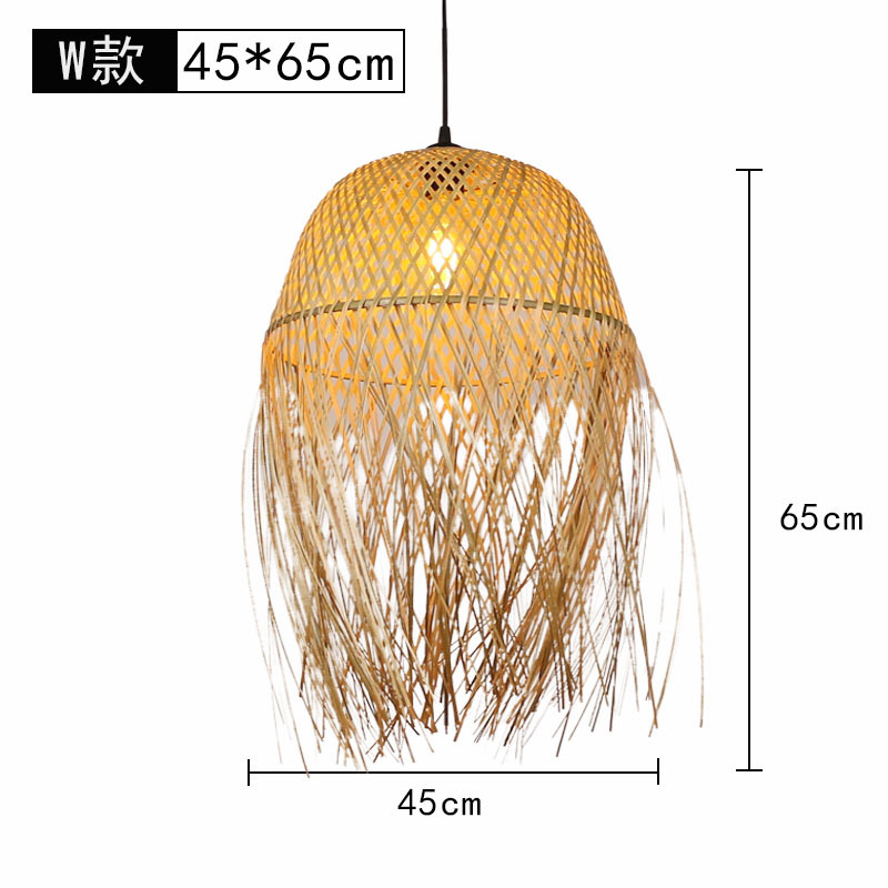 Lámpara de araña tejida de bambú Restaurante chino Lámpara de salón de té de linterna de bambú Restaurante japonés Sombrero de paja Lámpara de araña tejida de ratán B & B