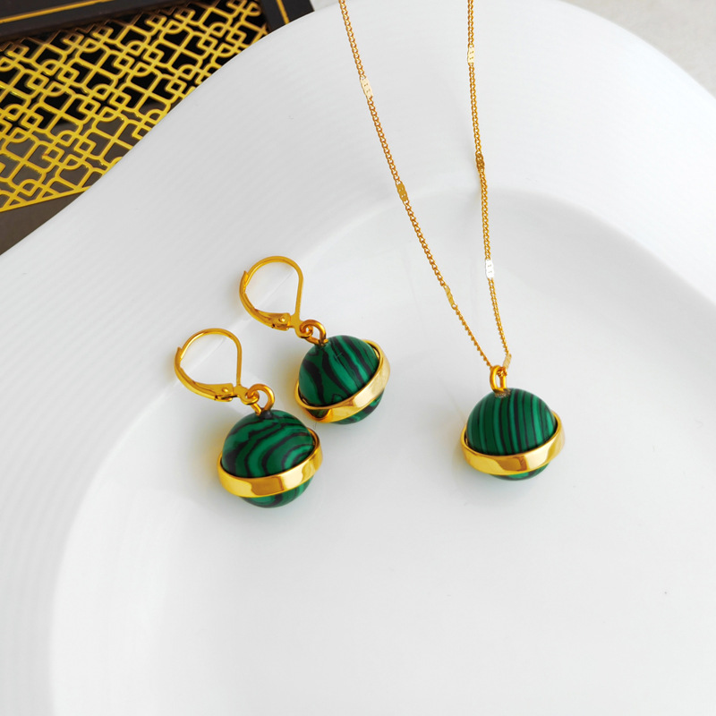 Retro Round Copper Womenu0027S Earrings Necklace