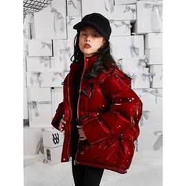 女童羽绒服2025新款冬季免洗中大童高端新年红色儿童女孩羽绒外套
