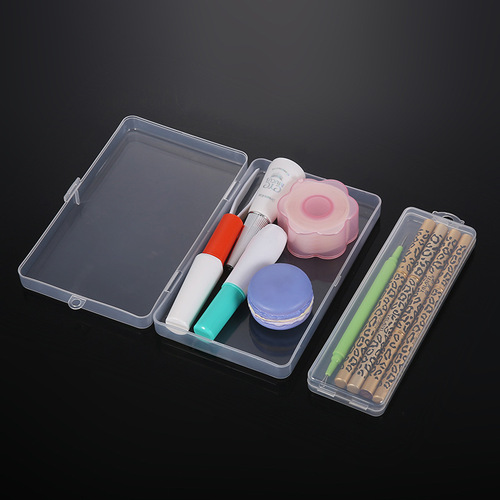 粉扑塑料盒双眼皮贴PP盒透明加硬方形收纳盒化妆工具分装盒饰品盒
