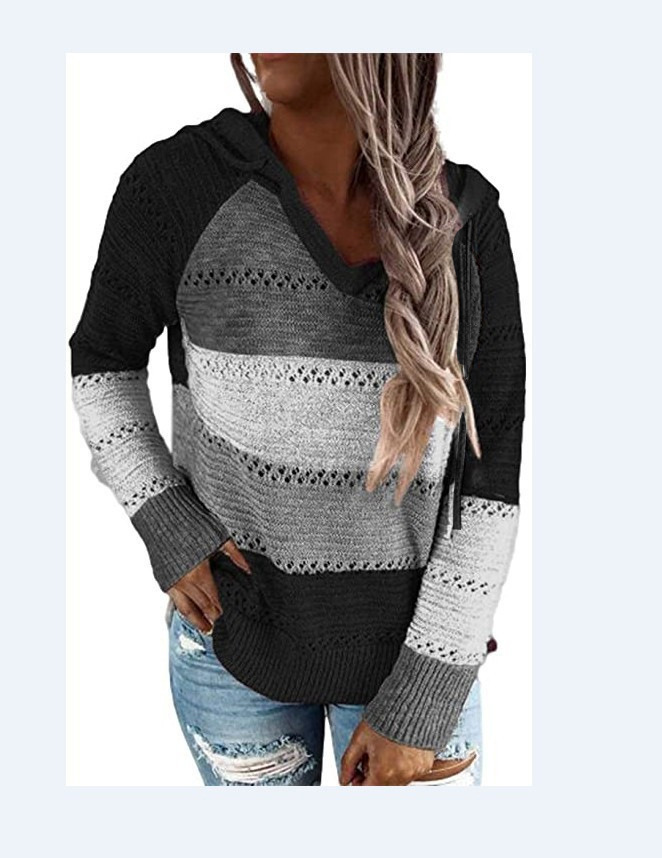 Comercio exterior transfronterizo Orden original nuevo deseo Amazon eBay Otoño e Invierno Nuevo suéter con capucha a rayas image 9
