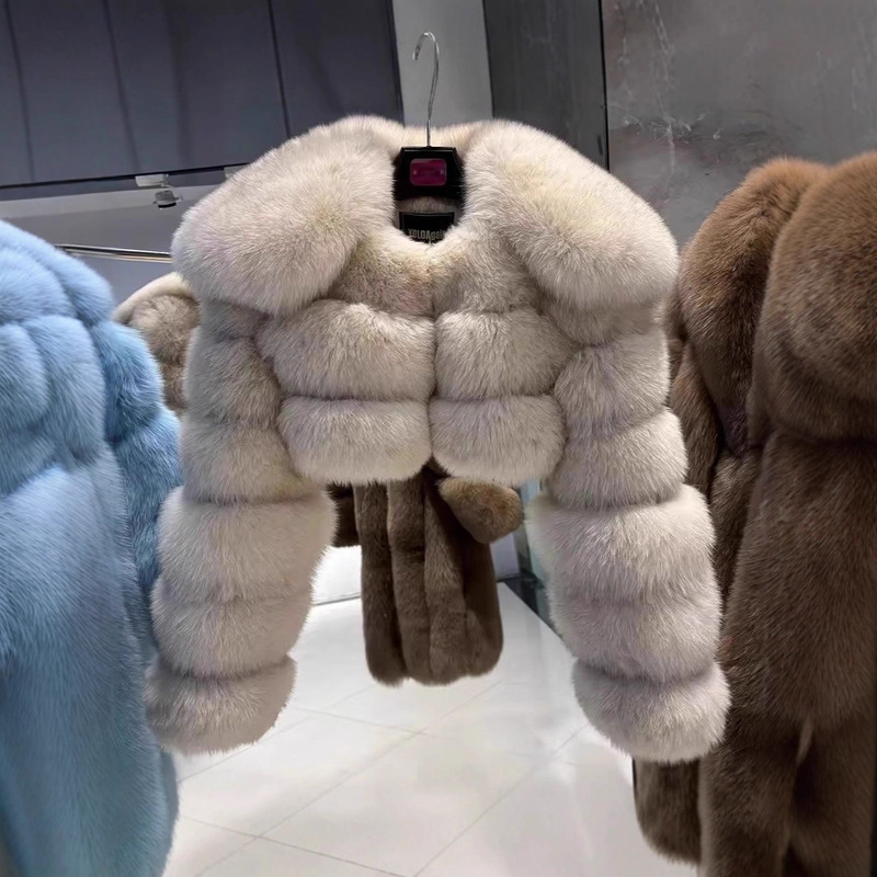 Autumn and Winter New Cross-Border European and American Fur Jackets Imitation Fox Fur Jackets Fur Warm Jackets Lapels Winter Ready Stock