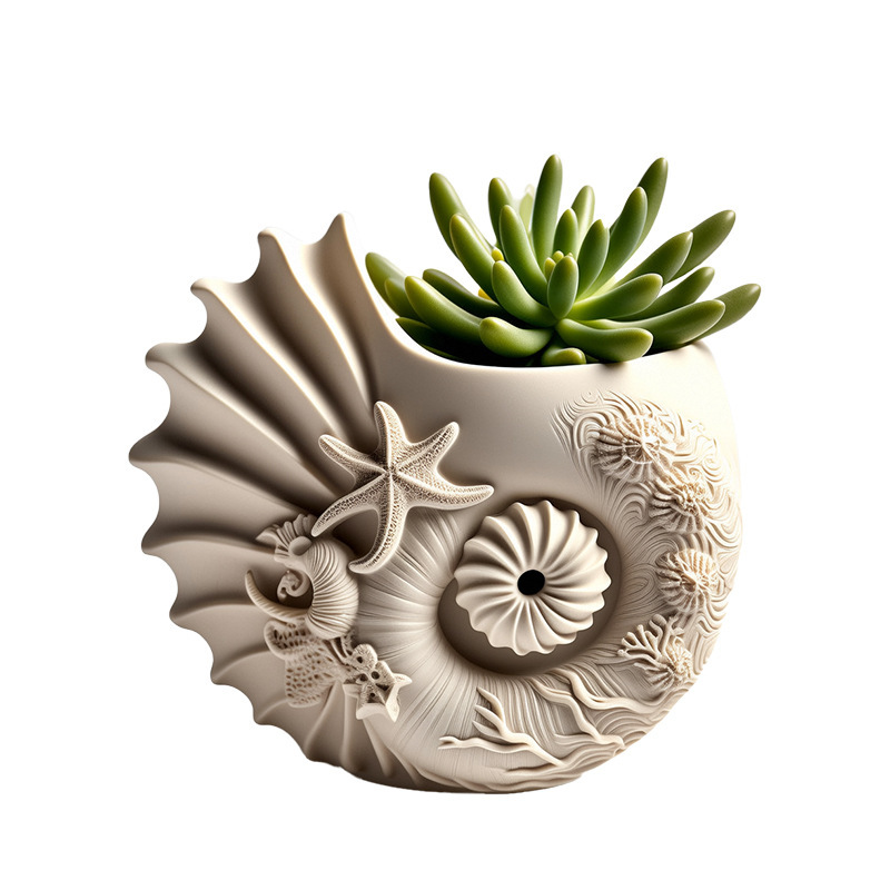 Lexin Conch アロマセラピー石膏キャンドルカップデスクトップ植木鉢装飾品オーシャン缶石膏容器クロスボーダーホットセール|undefined