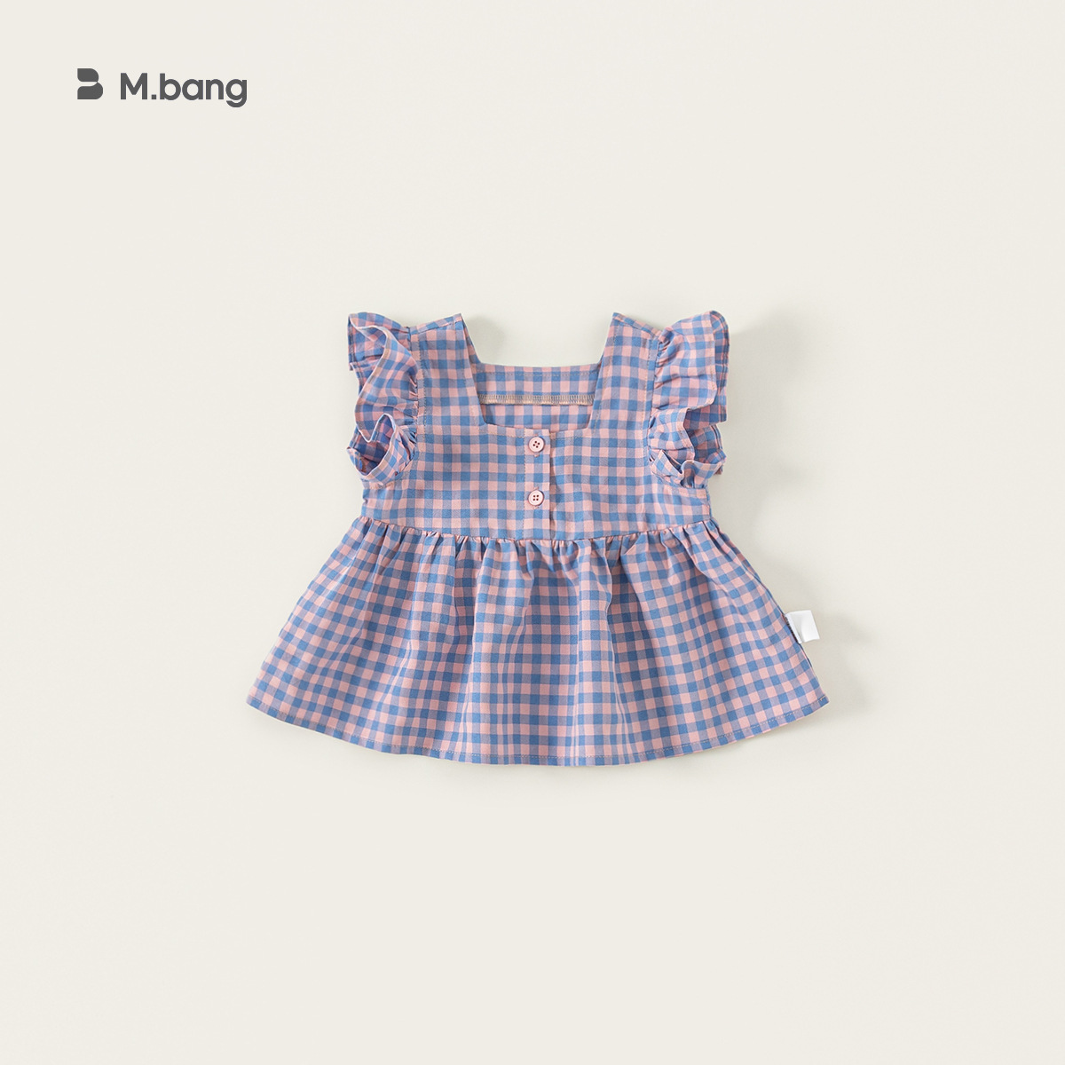 Youbao ropa para niños dulce verano nuevo producto blusa de cuello cuadrado para niños camisa de bebé a cuadros rosa para niñas pequeña camisa de manga voladora