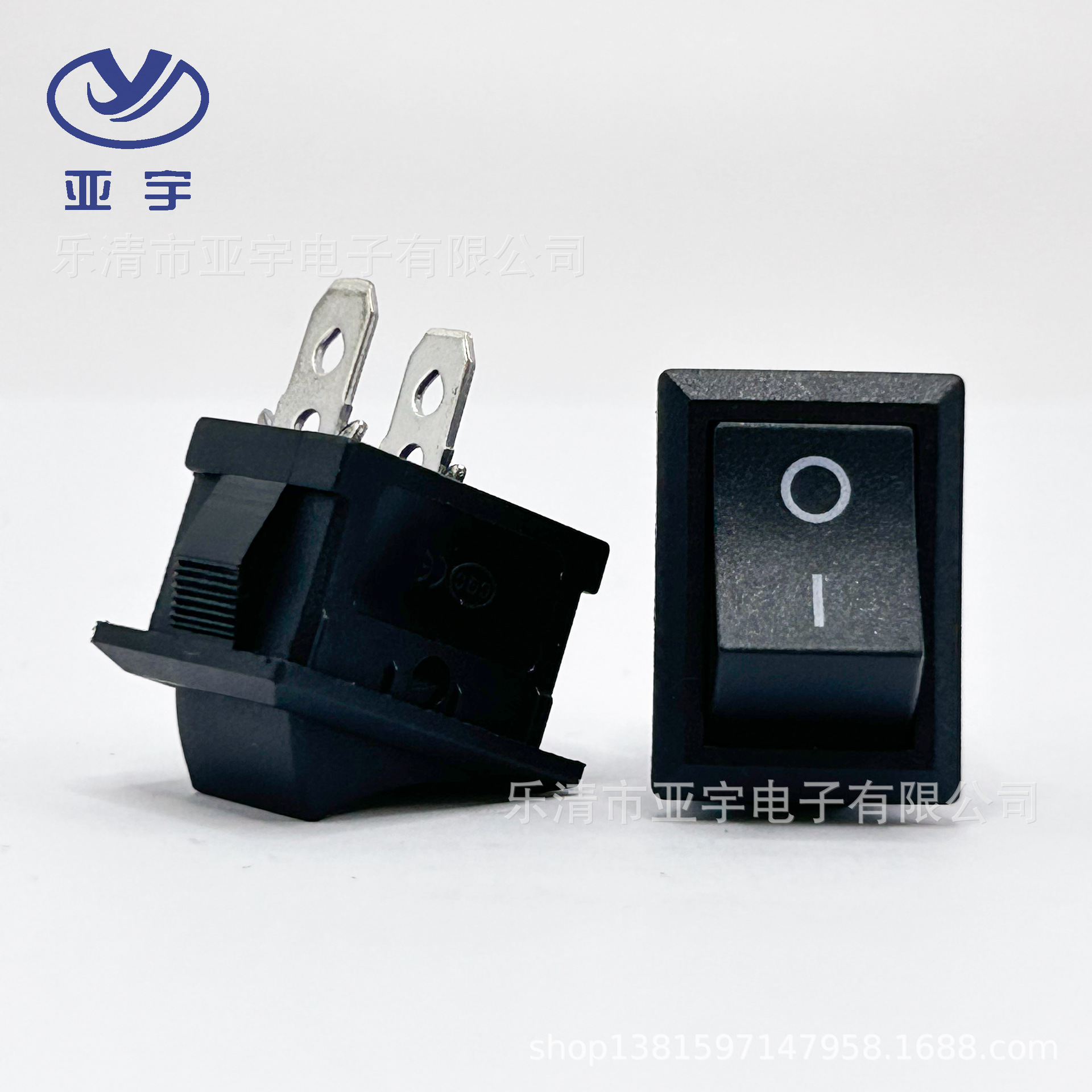 KCD1-101黑色两脚21x15船型开关 小型翘形黑色铜脚按钮开关