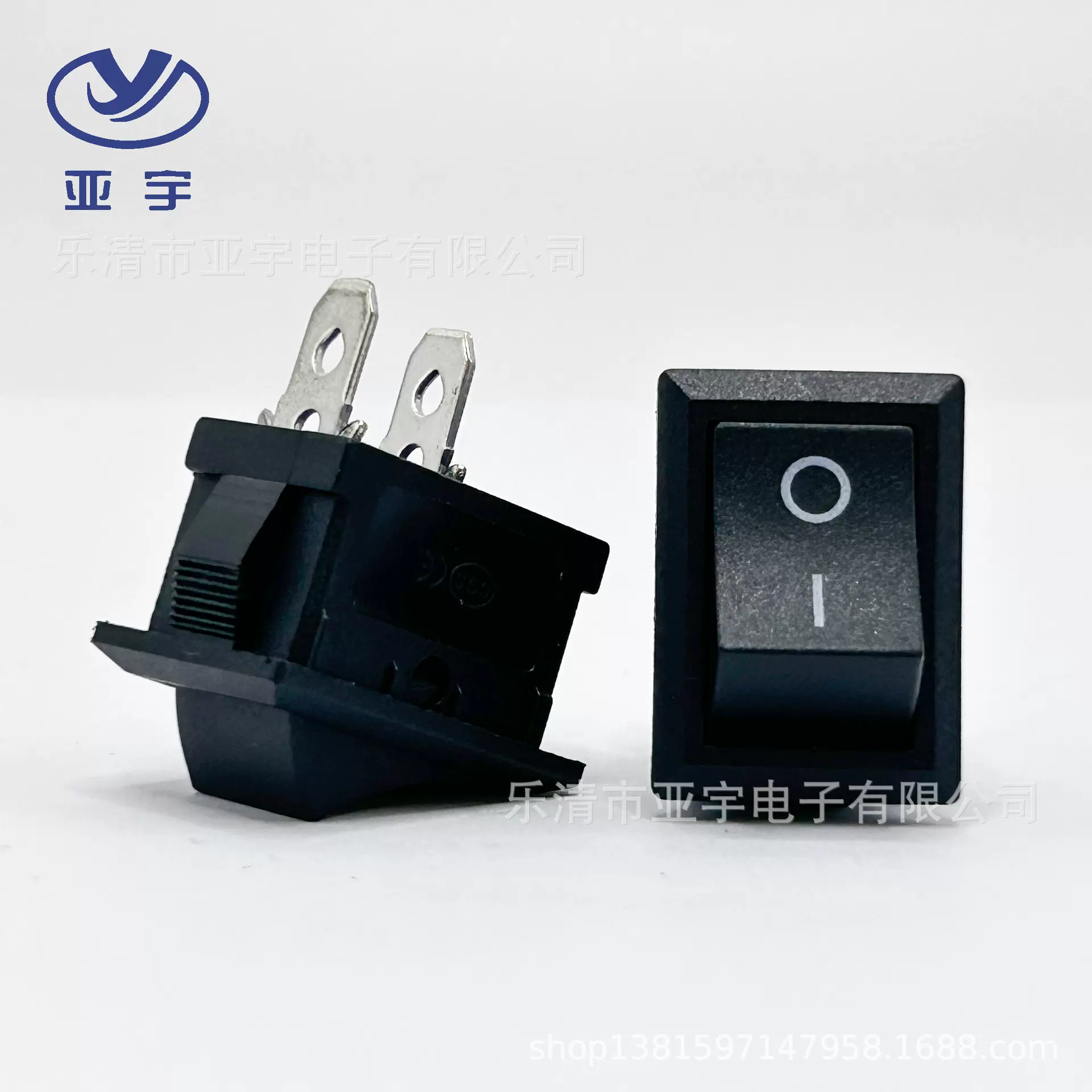 KCD1-101黑色两脚21x15船型开关 小型翘形黑色铜脚按钮开关