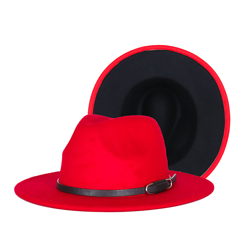 Sombrero de copa otoño e invierno europeo y americano británico contraste color moda Jazz sombrero simple popular color a juego fábrica personalización al por mayor
