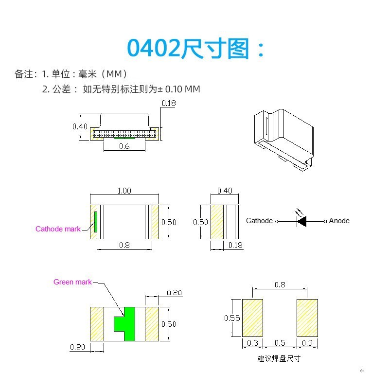 0603 高輝度 0402 LED ランプビーズ 0805 ミニチュア SMD 1206 発光ダイオードフルカラー|undefined