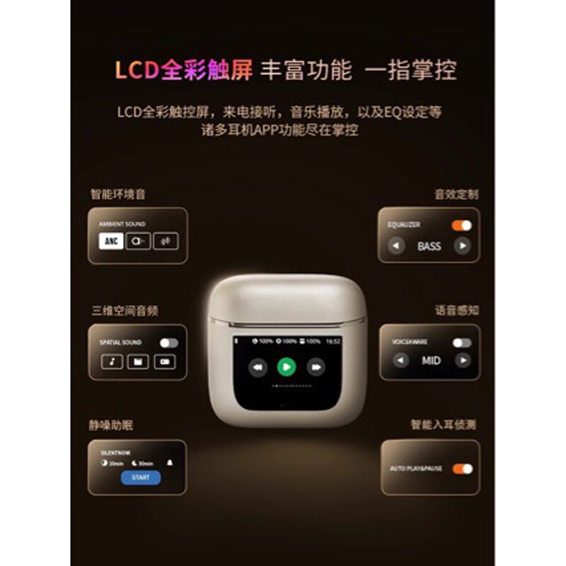 Suitable for Jbl Smart Color Screen Anc Active Noise Reduction Wireless Bluetooth Headset High Power and Long Battery Life Bluetooth Headset