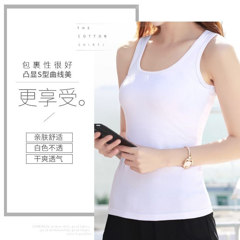 Camisola de algodón para mujer ropa exterior de verano belleza espalda sin mangas Camiseta ajustada ropa interior de mujer de verano Top para mujer image 4