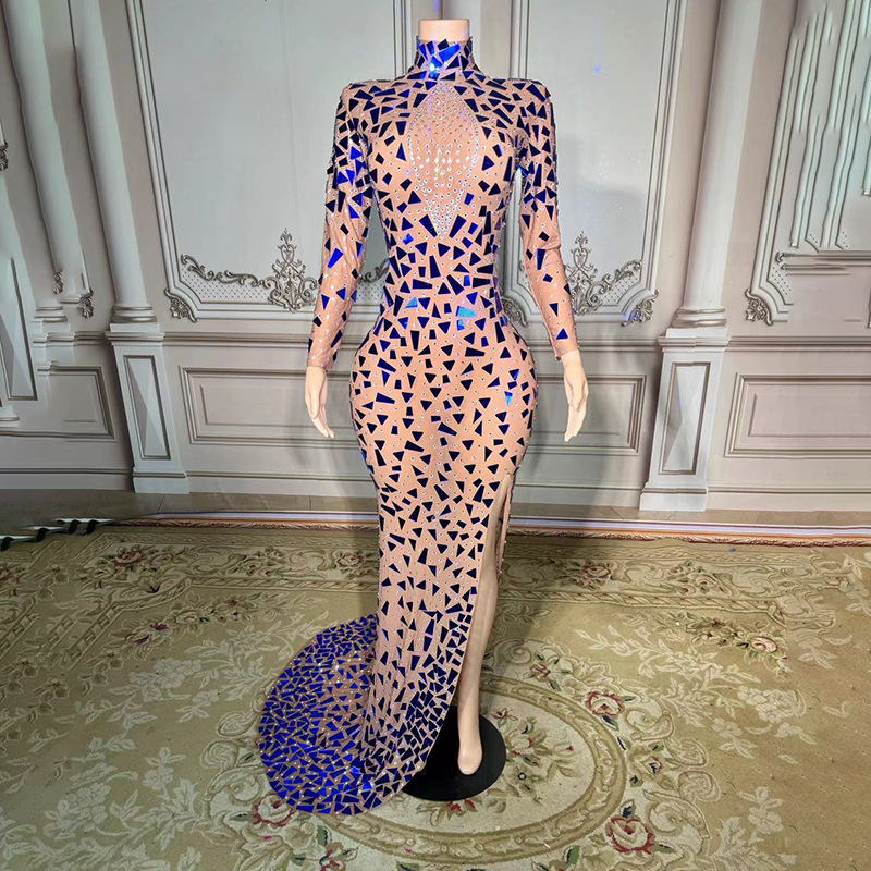 Temperament Long Tail Evening Dress Singer Music Festival Performance Dress Dinner Dinner Prom Event Company Annual Meeting