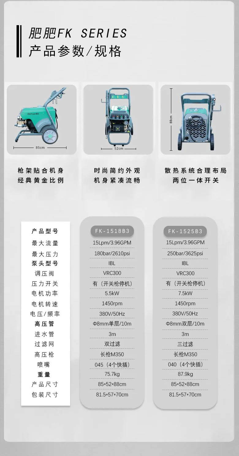 Botuo High-Pressure Cleaning Machine Professional-Grade Car Washing Machine Commercial Mobile Electric Cold Water Cart Fk Series
