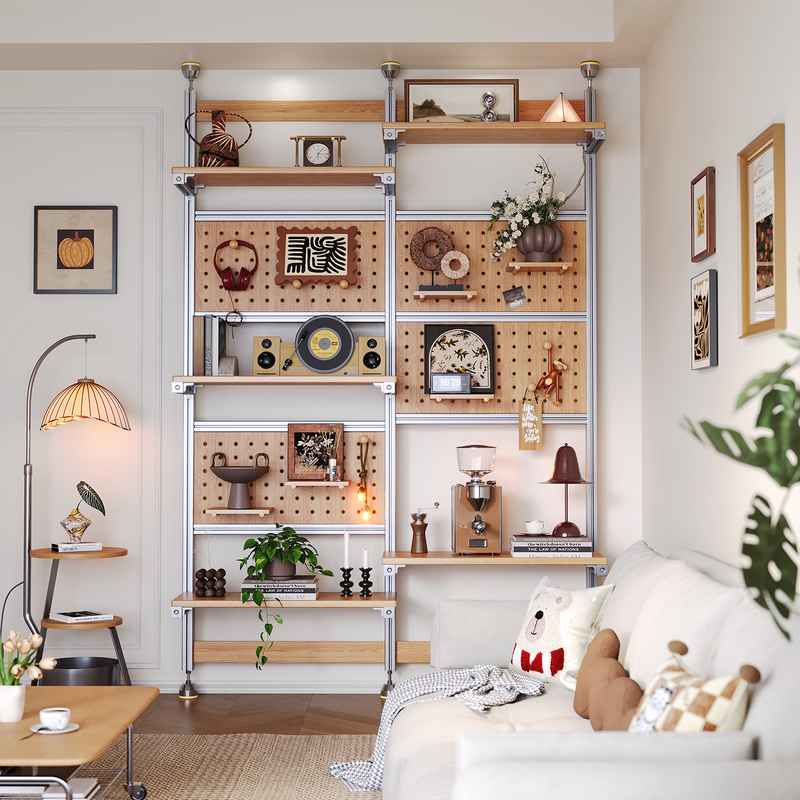 Aluminum Profile Perforated Board Storage Rack, No-Drill Wooden Decorative Shelf, Sofa Side Storage Rack Aluminum Profile Perforated Board Storage Rack, No-Drill Wooden Decorative Shelf, Sofa Side Storage Rack