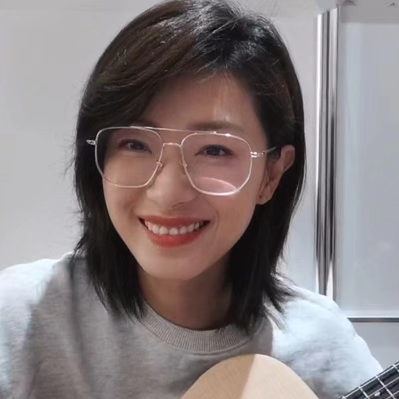 Gafas de luz azul marco de los hombres de moda pu guapo marco grande cara grande que adelgaza gafas lisas metal doble haz mismo estilo marco de gafas de borde dorado