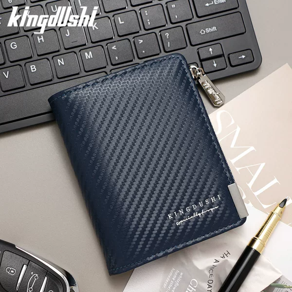 Cross-border Hot-selling Carbon Fiber Pattern Men's Vertical Wallet Large Capacity Side Zipper Card Holder Coin Purse Multi-card Wallet