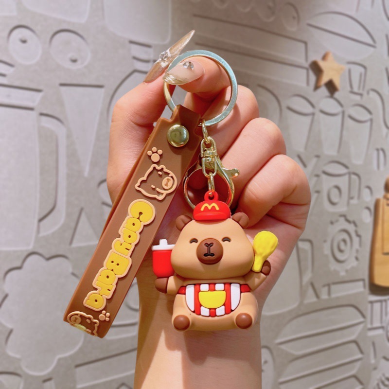 ハンバーガーカピバラクリエイティブ小さなギフトキーホルダー PVC ソフトラバーバッグカピバラキーホルダーペンダント人形|undefined