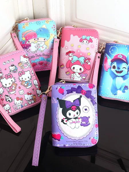 Cartoon Cute Kt Cat Stitch Mickey Children's Storage Pouch for Boys and Girls, Portable Coin Purse