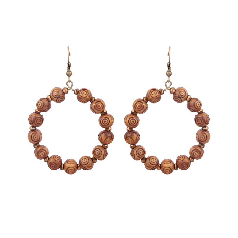 1 Pair Retro Simple Style Triangle Water Droplets Wood Iron Drop Earrings display picture 18