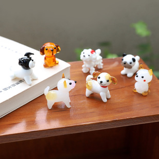 Handmade mini handmade glass animal variety of cute puppy Teddy Corgi Chai dog Japanese glass table top ornaments