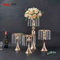 Table centerpiece stand 8360-1 — iron frame with crystal bead chains, chromine or golden, 20×H28–55 cm