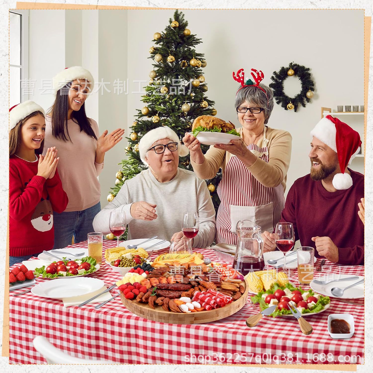 Juego de tablas de cortar de madera y bambú transfronterizo Platos de comedor multiusos con cuchillo y tenedor Pizza de pizarra Paletas de madera Tablero de cortar Amazon