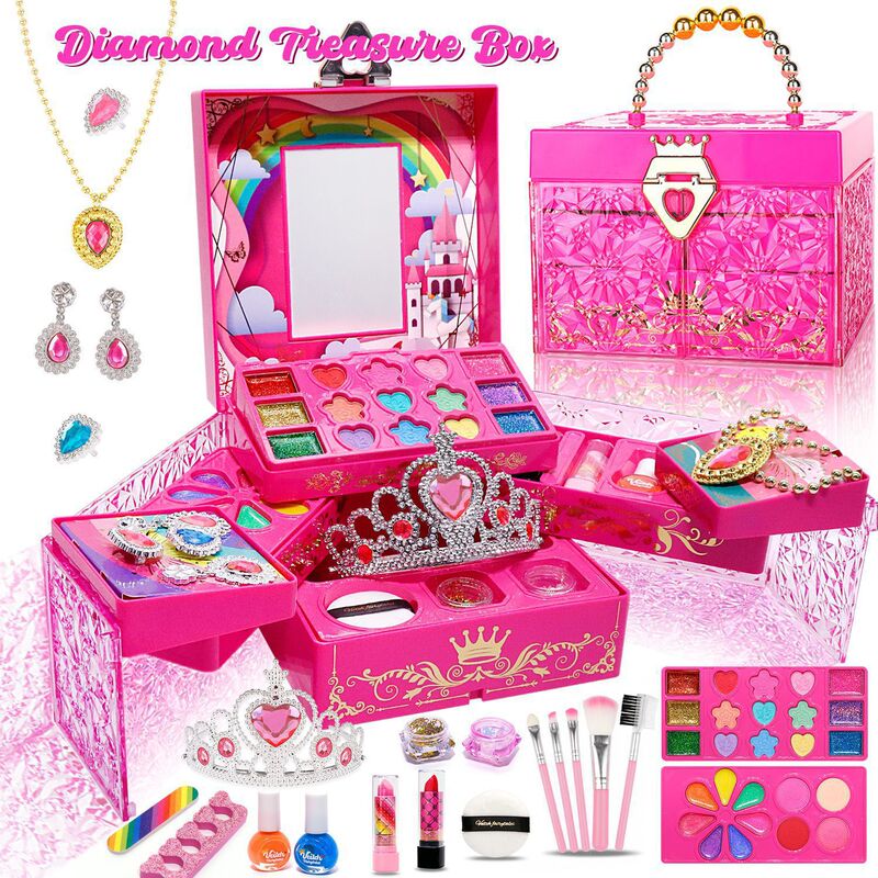 Cross-Border Children's Play House Makeup Girl Birthday Gift Princess Nail Art Jewelry Simulation Makeup Toys