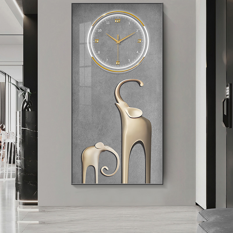 Lucky Elephant Ruyi reloj colgante pintura sala de estar pintura decorativa restaurante de moda pasillo mural pared colgante reloj pintura