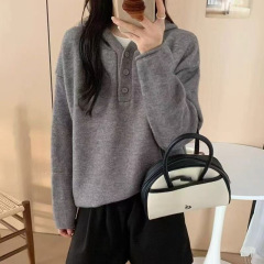 韩系连帽针织衫女装秋冬毛衣内搭打底衫2025新款秋季洋气长袖上衣