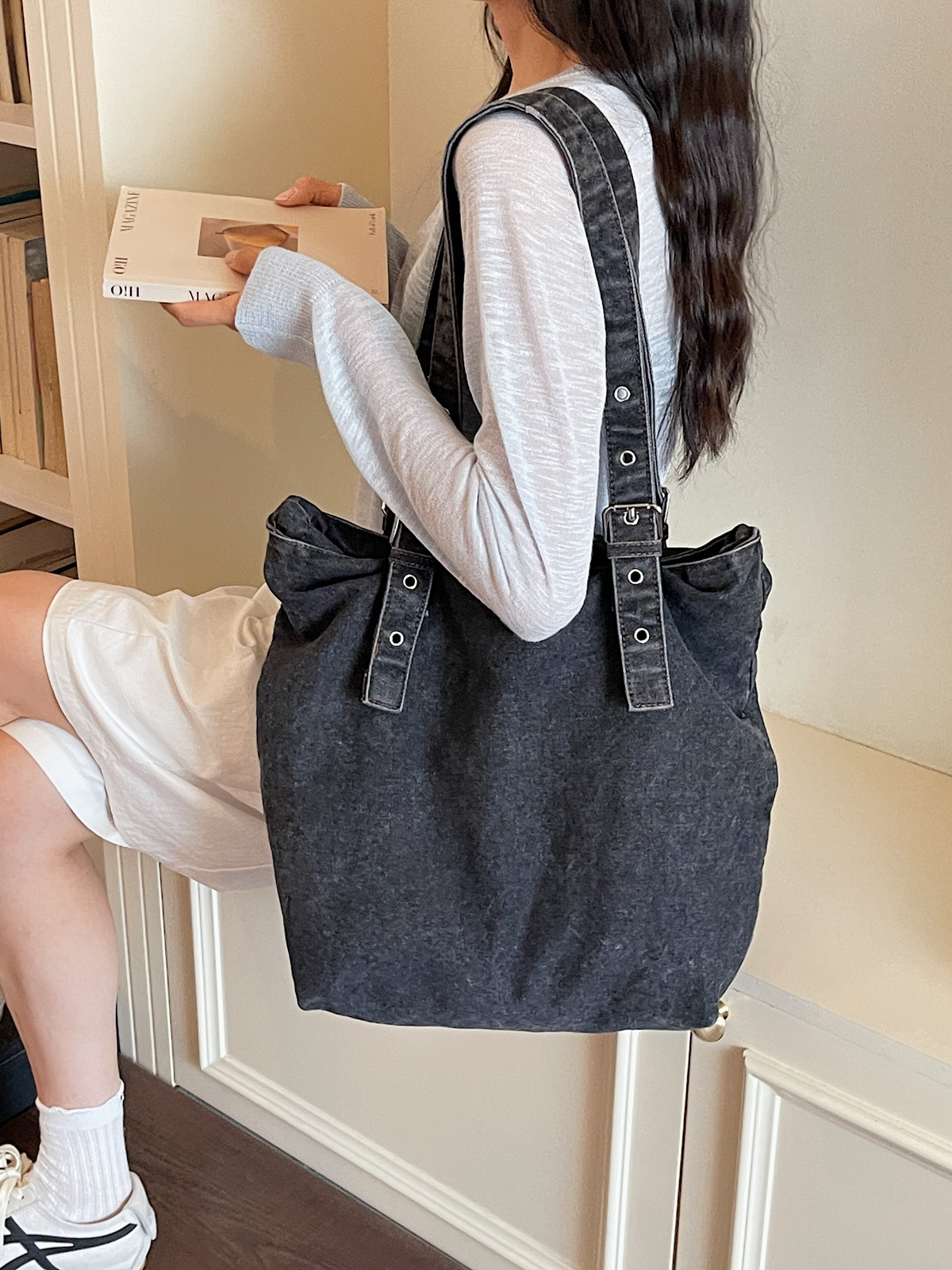 Bolso retro de gran capacidad para mujeres 2026 nuevo estilo vaquero de moda bolso de hombro de brazo de viaje ocio bolso de mano