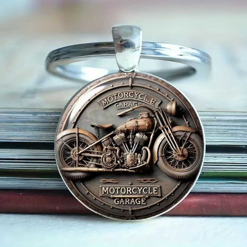 Amazon's Best-Selling Retro Royal Enfield Motorcycle Round Glass Keychain Pendant Personalized Accessory Amazon's Best-Selling Retro Royal Enfield Motorcycle Round Glass Keychain Pendant Personalized Accessory