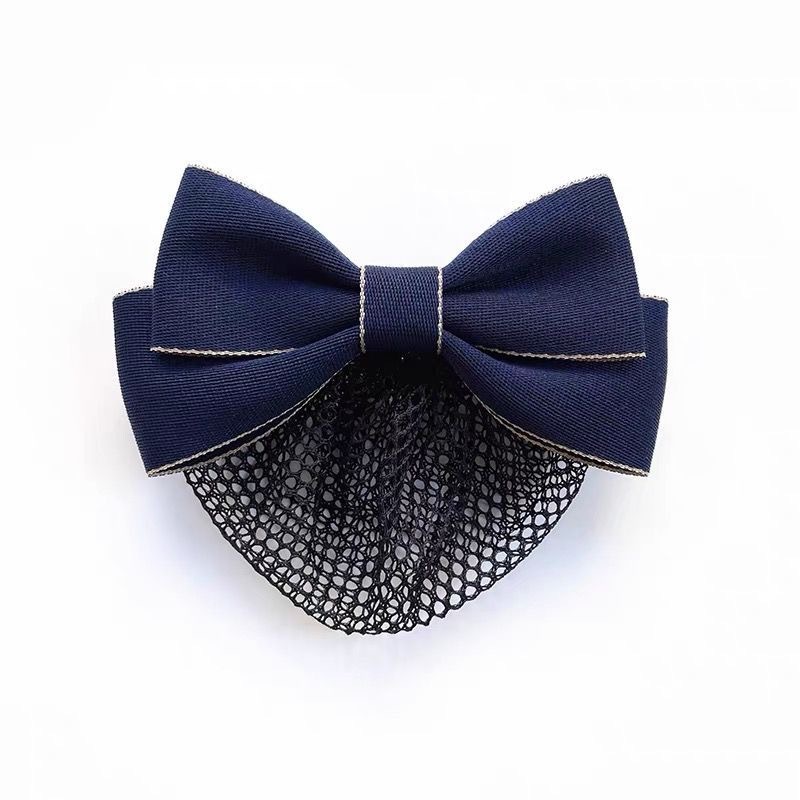 Women's Hair Clips and Hairnets for Work, Bank, Flight Attendant, Nurse Professional Styles, Plaid Gauze, Bowknot