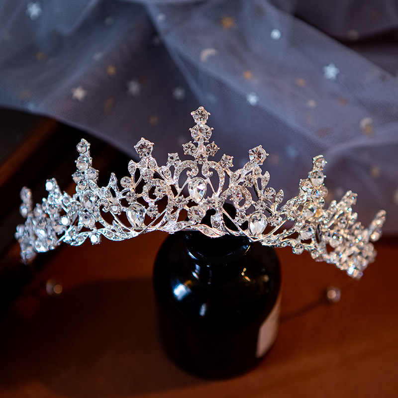 200g Weight Crown Hair Accessories Type Bridal Romantic Shiny Women's Crown Alloy Artificial Rhinestones Crown