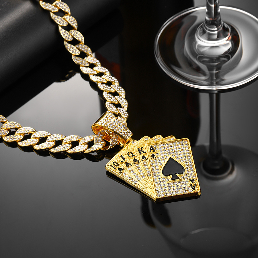 Collana con ciondolo a forma di carta da gioco hip hop uomo_voghion.com