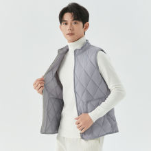 男士春秋学生立领马甲时尚口袋男款菱形短款拉链外穿马甲90125