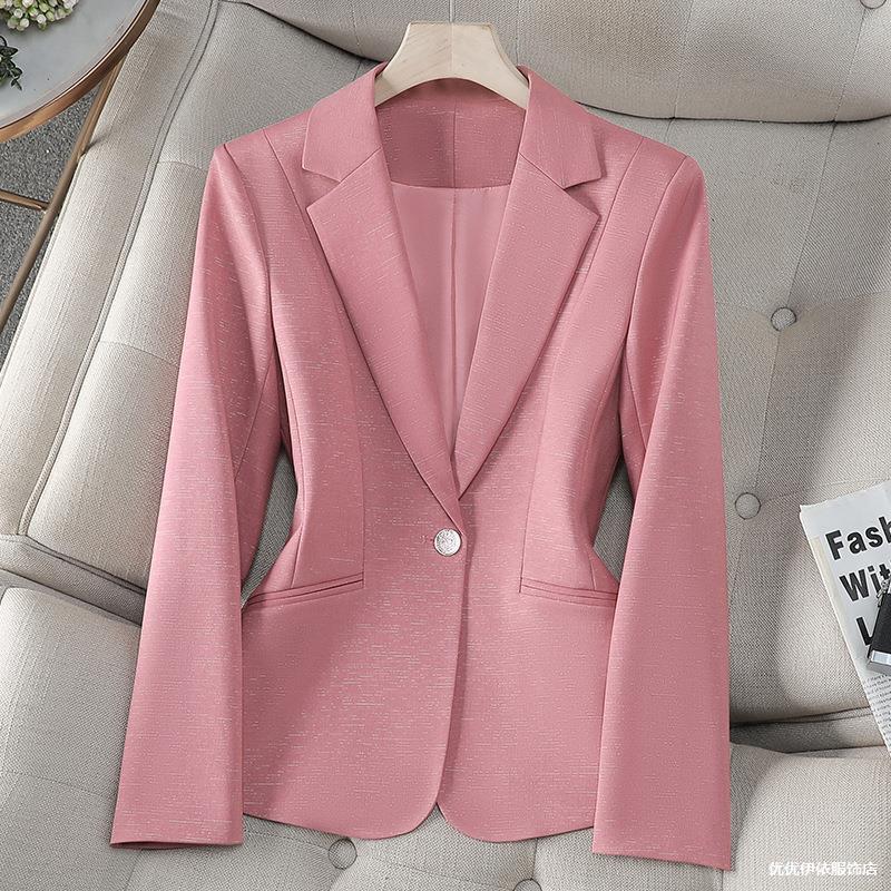 Pink Small Suit Jacket for Women 2025 Spring & Fall New Style High-End Small Professional Elegant Slim Suit Top