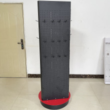 定制定做旋转金属展示架 三面洞洞板金属展架 挂钩移动旋转展架