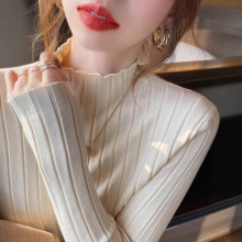 针织衫女2025秋冬薄款半高领内搭打底衫修身气质中领紧身软糯毛衣