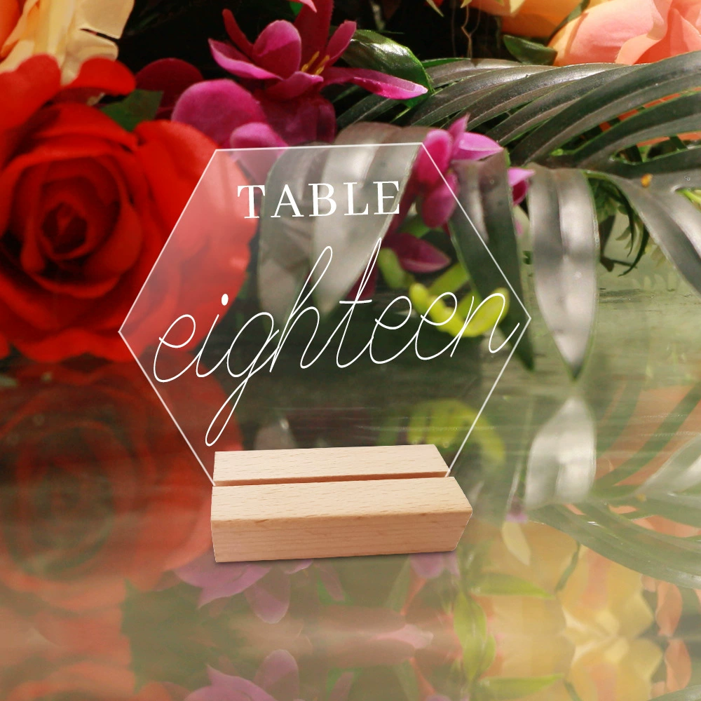 BT052 three-dimensional transparent hexagonal acrylic wedding party table number board table seat DIY mirror table table