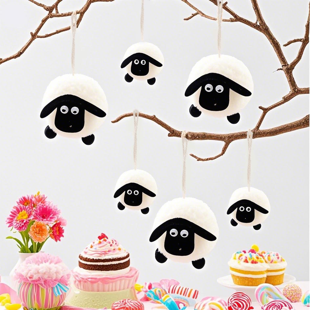 Juguetes de peluche transfronterizos colgantes de cordero blanco y negro, cordero de peluche de Pascua colgantes de cordero