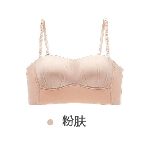 夏季薄款无肩带无痕内衣少女抹胸小胸防走光聚拢一体杯无钢圈文胸|undefined