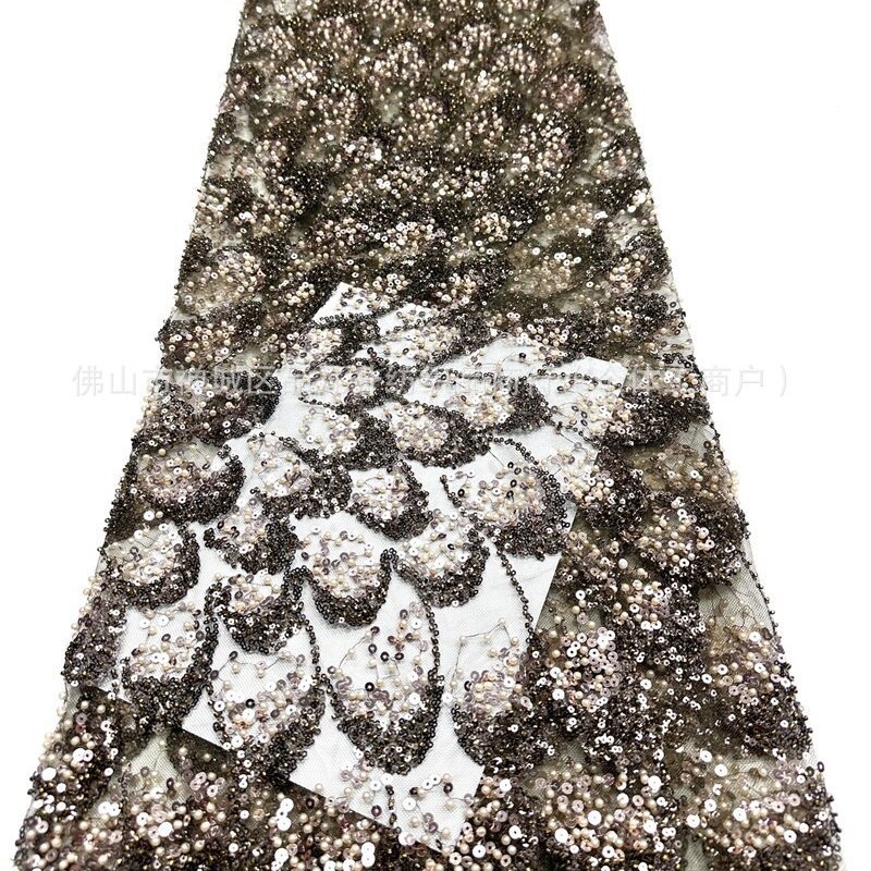 Nueva moda de la industria pesada tela bordada de perlas Gaoding cena de fiesta vestido de baile tela de trajes de vestido transfronterizo