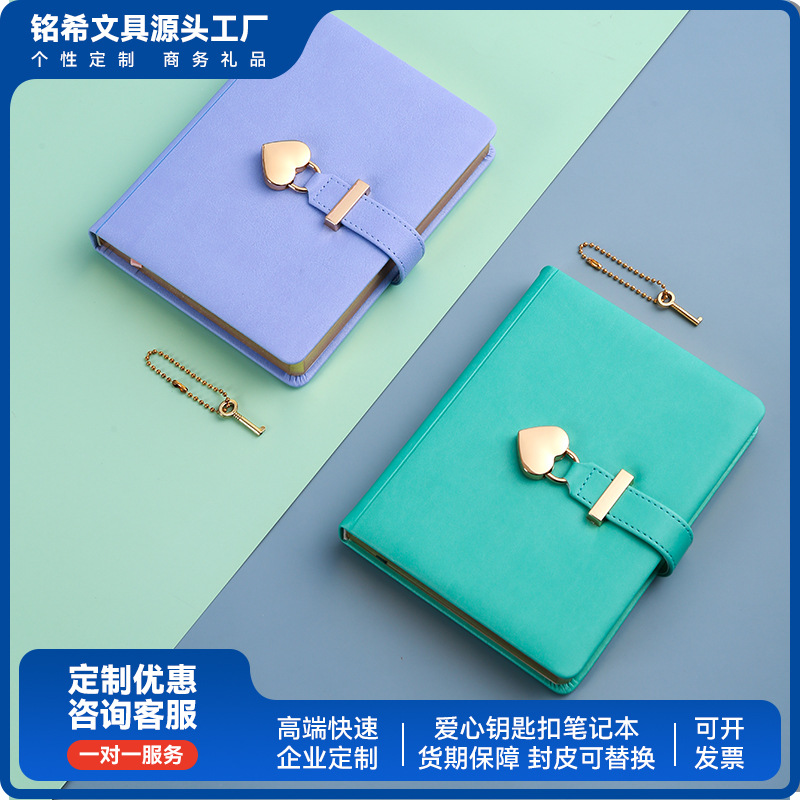 Nuevo lindo amor llavero portátil negocio simple de alto aspecto dorado libro de mano Bloc de notas pruebas