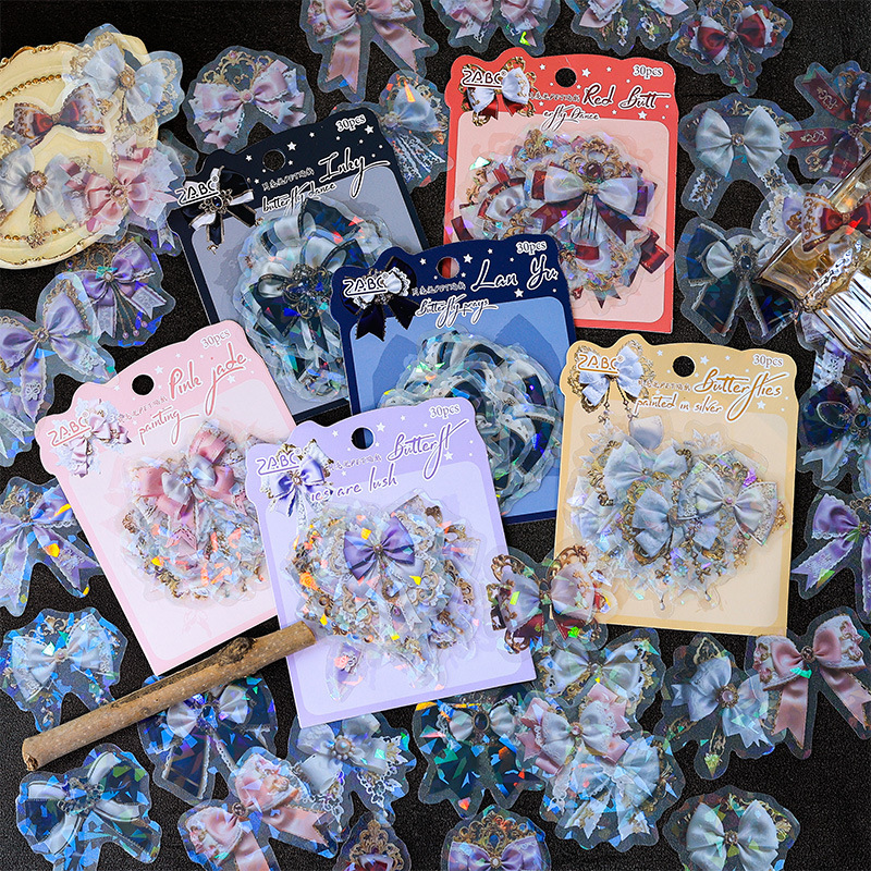 Butterfly Dancing Manor Laser Bow Stickers Bag DIY Diary Stickers Transparente Resistente al agua Pet Bow Stickers
