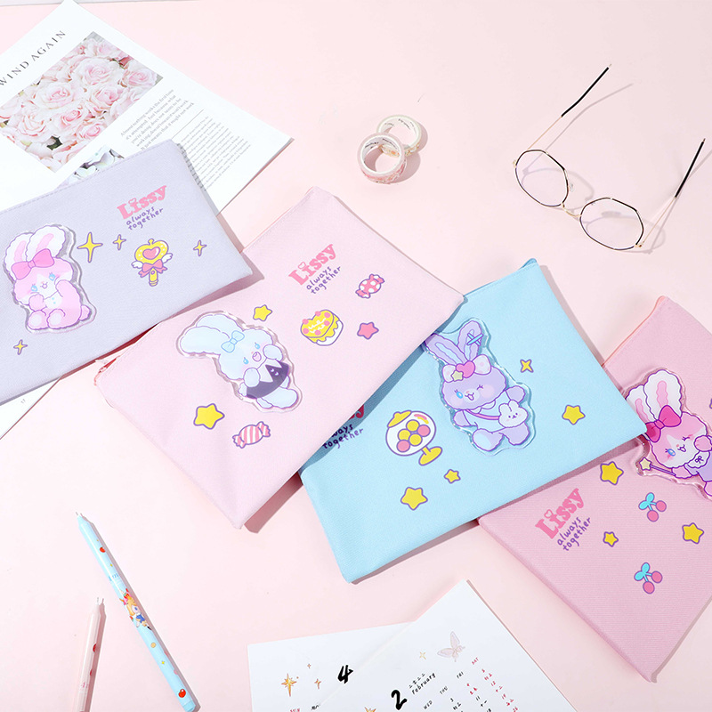 Bolsa con cremallera de tela Oxford "Familia Tuanzi" de SPVEGA - Tamaño B6 - Para almacenar papelería y accesorios